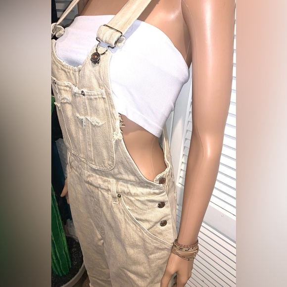 Vintage Palmetto Tan Jean distressed overalls women’s medium - Picture 5 of 11